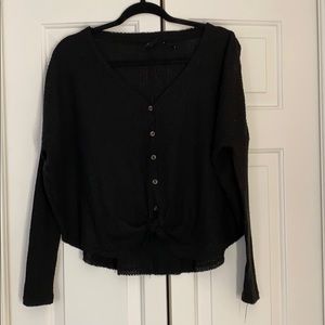 UO black button down sweater